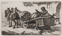KG 01596
<br/>
Slee met paarden voor herberg
<br/>
<em>Klein, Johann Adam (1792-1875)</em>
